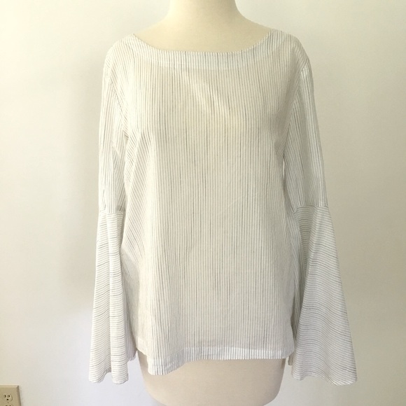 LOFT Tops - Loft Pinstriped Flare Sleeve Top